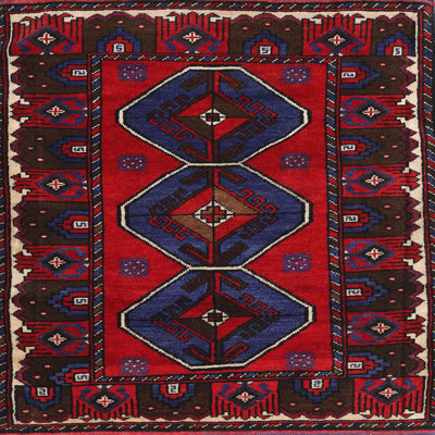 Tapis traditionnel rouge / noir