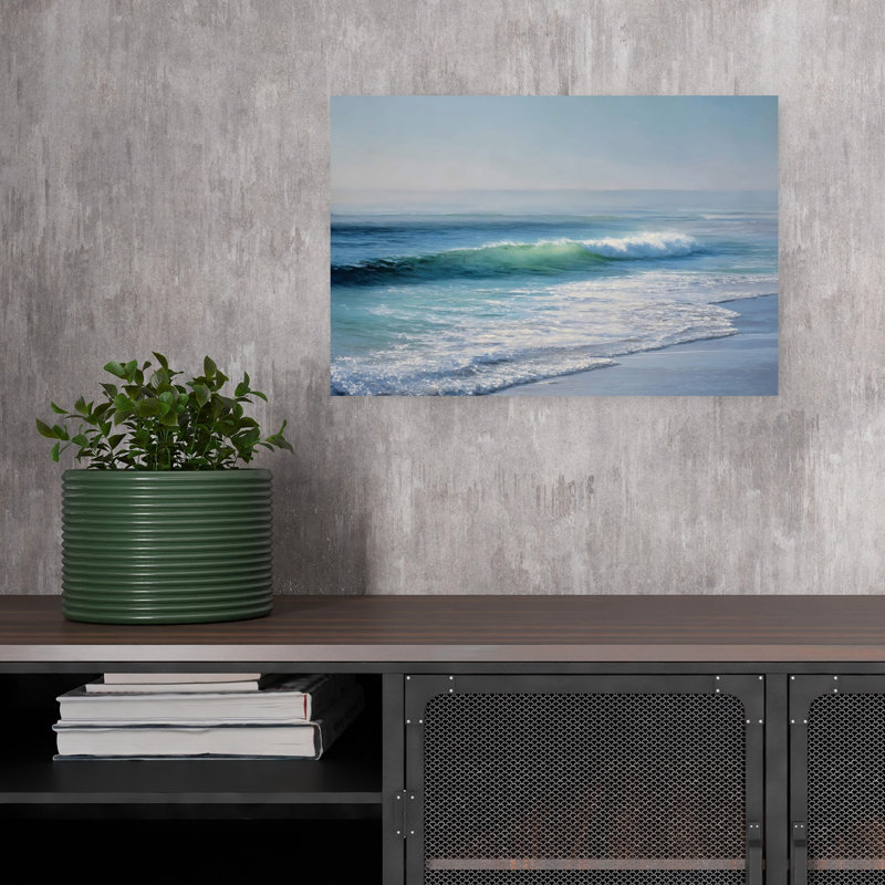 «Blue Ocean Waves V Contemporary Beach», reproduction d'art mural, 12" H x 18" W