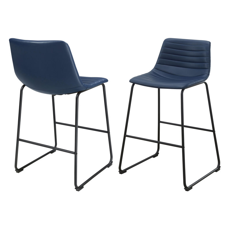 Chaise de bar en similicuir (ensemble de 2), Bleu