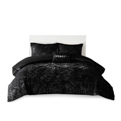 Velvet Duvet Cover Full/Queen - Blush Fabric, 2 Shams, Diamond Inner Ties, Button Closure Bedding