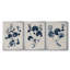 Bleu marine et feuilles de lin II - ensemble de 3 peintures sur toile encadrées-1815478782-1815478780