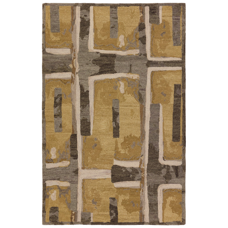 Zoe Bios By Jaipur Living Balsa HNC01 Handmade Abstract Yellow and Taupe Area Rug (10'x14'), Rectangle 10' x 14'