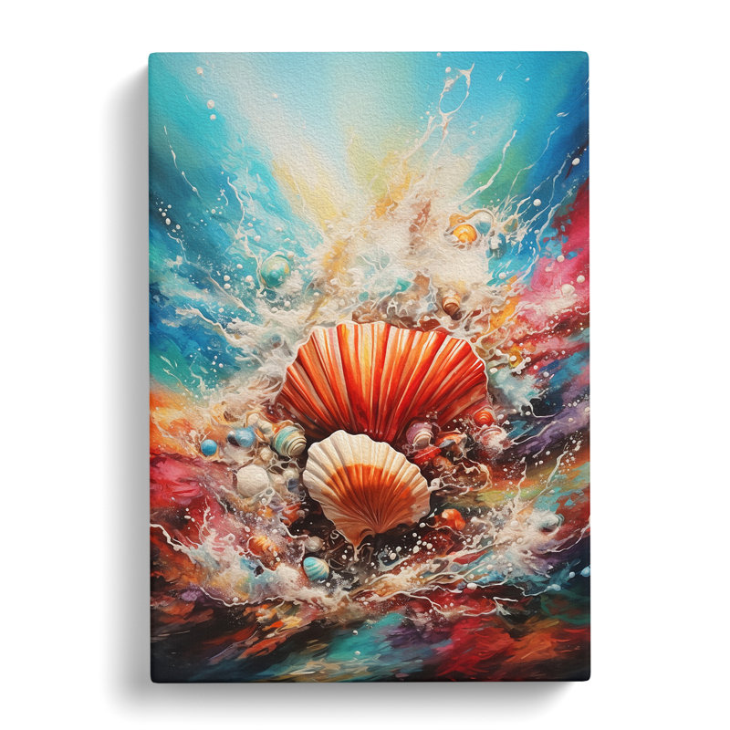 Seashell Action Painting Art - Wrapped Canvas, 50cm H x 35cm W x 3cm D