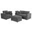Ensemble canapé 3 pièces en bois de chenille (1 causeuse + 1 fauteuil + 1 pouf)-135814768
