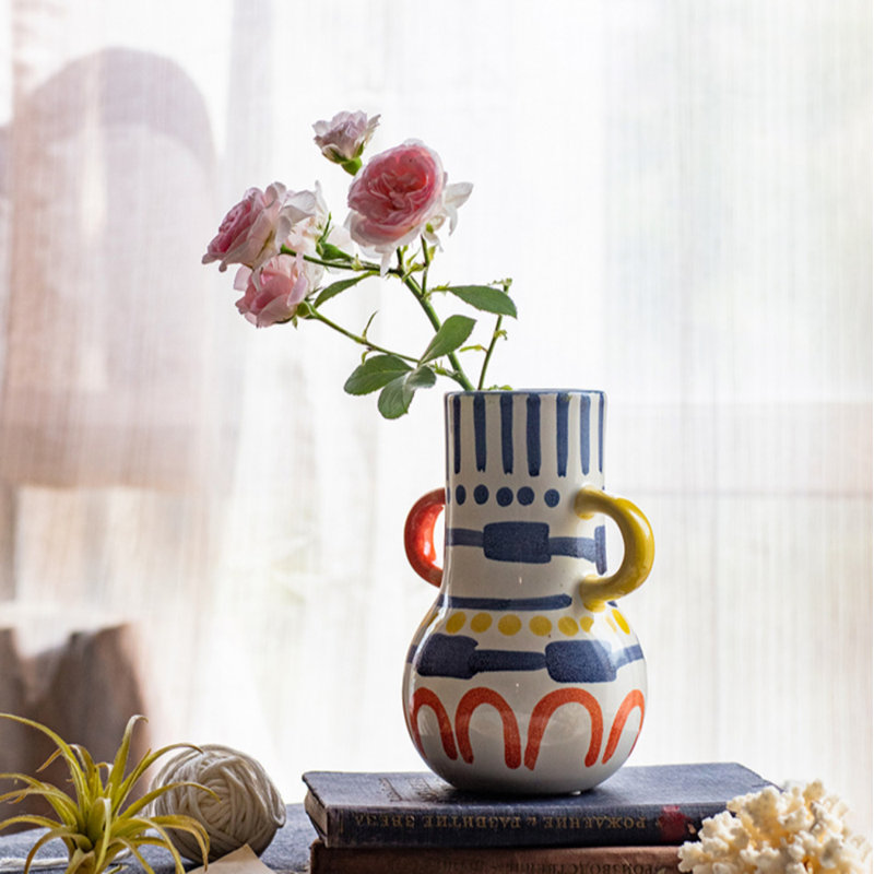 Ceramic Table Vase, 11.9" H x 9.3" W x 3.9" D