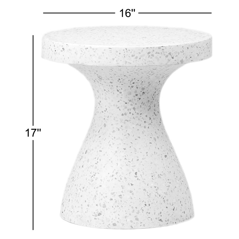 Savitri 16" Diameter Terrazzo Side Table, White
