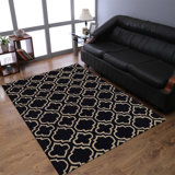 Tapis en laine touffeté à la main Bettejo - couleur noir et blanc | Conception géométrique | Tapis de salon, chambre à coucher
