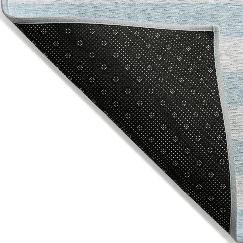 Tapis intérieur / extérieur rayé bleu et blanc 8 pi x 10 pi