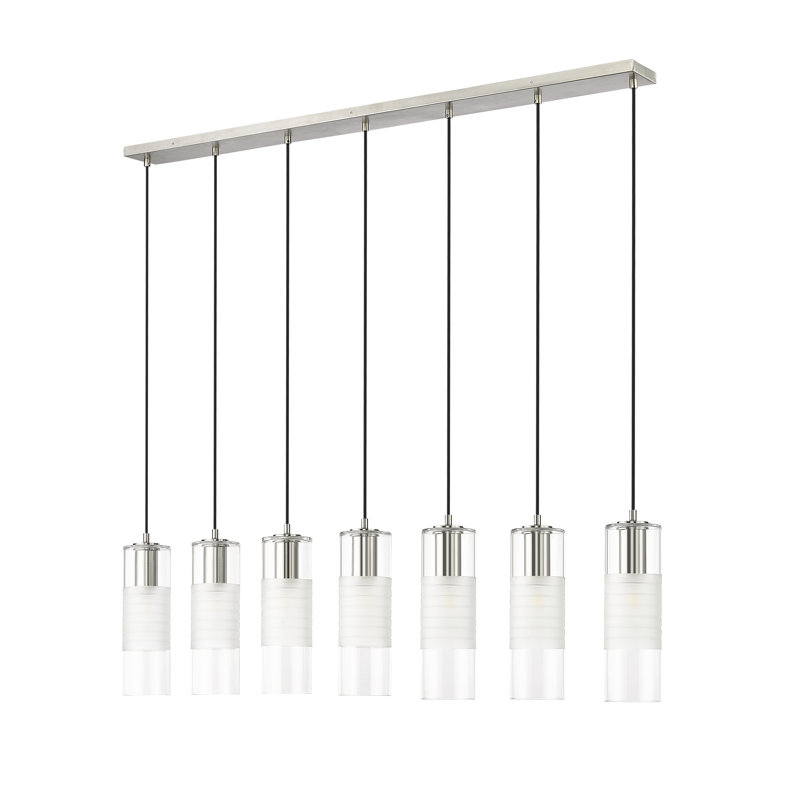 Lustre linéaire à intensité variable en acier à 7 lumières Premislao, Nickel brossé