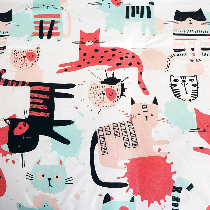 Whimsical Cartoon Cats Full/Queen Microfiber Comforter Set