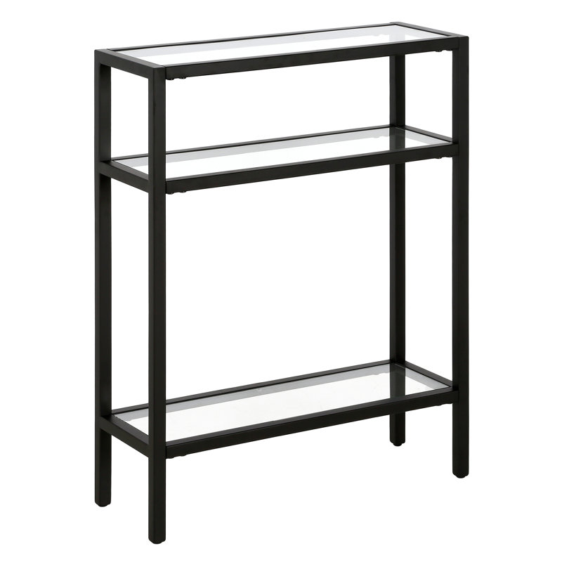 Ceno Glass Top Console Table, Blackened Bronze, 29.5" H x 22" W x 8" D