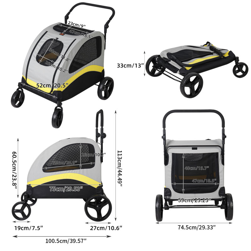 Aisha Pet Stroller With Divider for 2 dogs