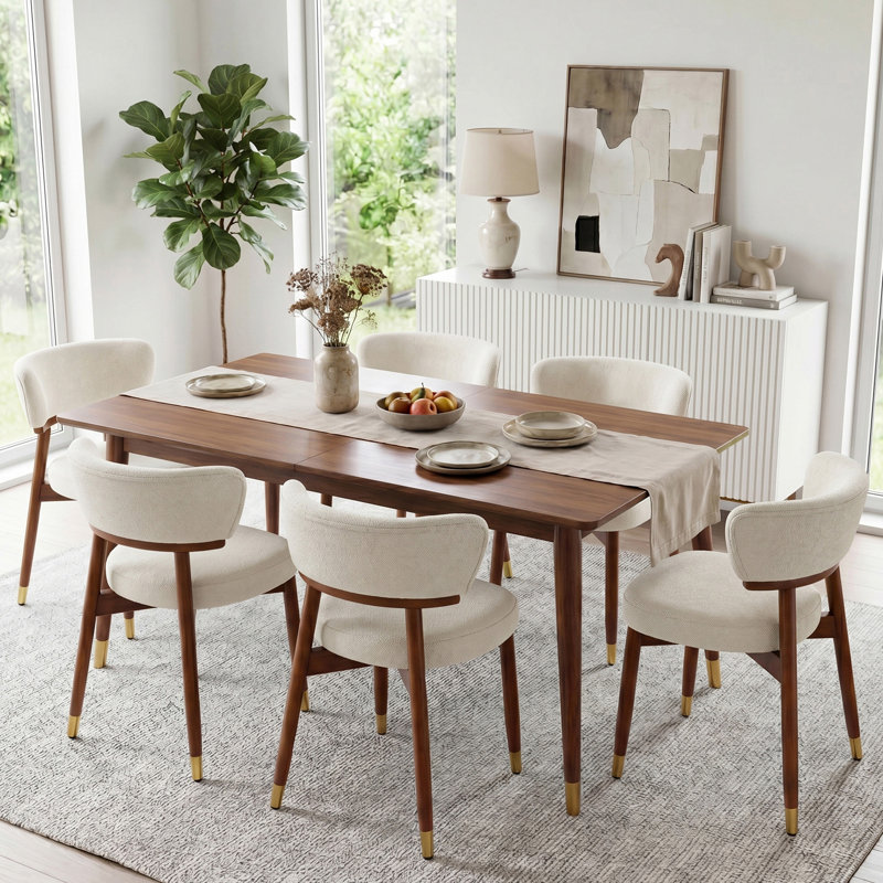  Chaises d'appoint de salle à manger de style Mid-Century avec dossier incurvé ergonomique et pieds antidérapants (ensemble de 2)