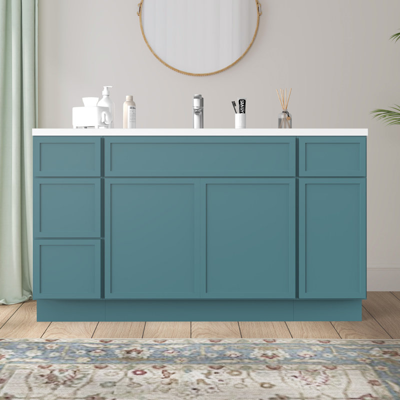 Base de meuble-lavabo simple 54 po seulement, Bleu sarcelle