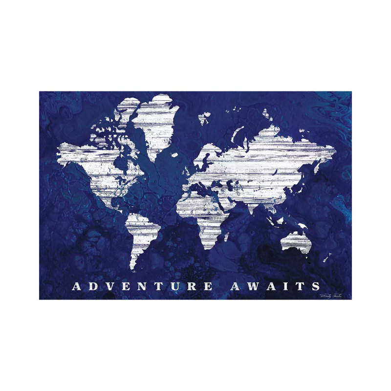 Adventure Awaits Map by Cindy Jacobs - Print on Canvas, Wrapped Canvas, 30.48cm H x 45.72cm W x 1.91cm D