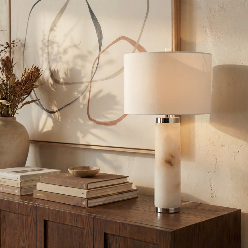 Lampe de table 29,5 ", Argent / blanc