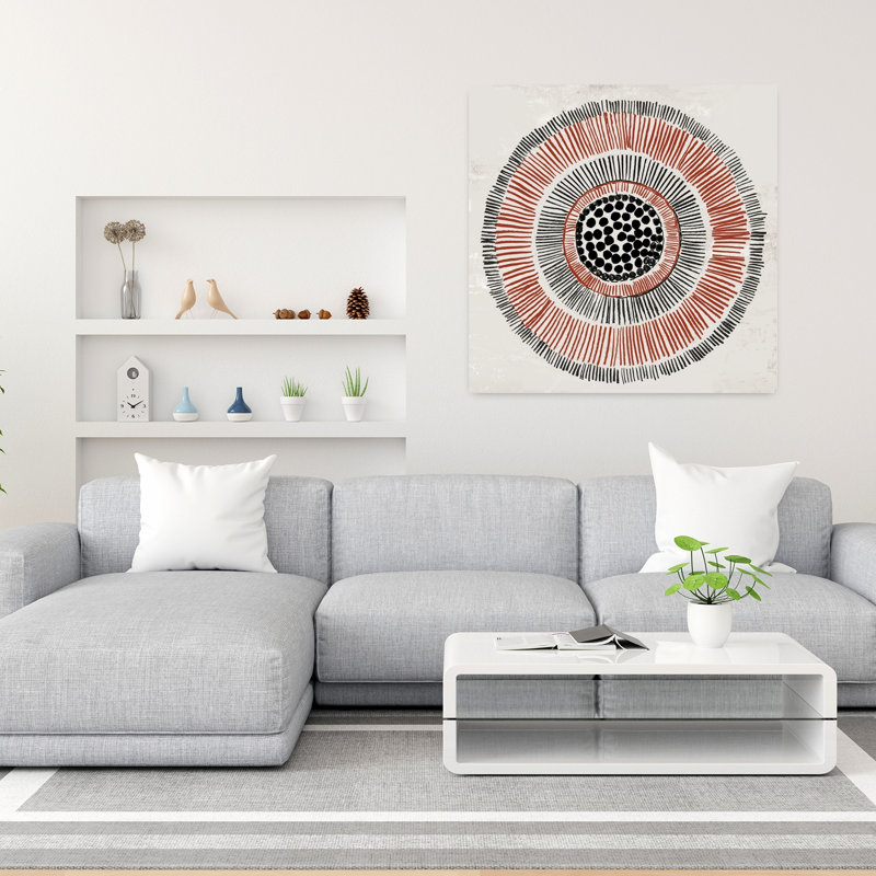 Round Tribal II Abstract Geometric Modern Art, 36" H x 36" W