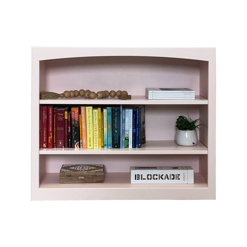 Ossy American Built Solid Wood Bookcase, Blush Pink, (3 Shelves) 30"H x 36"W x 12"D