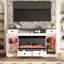 Moderne 55 po Meuble télé avec foyer blanc avec flammes à DEL de 12 couleurs, télécommande, chaleur réglable et éclairage d'armoire RVB