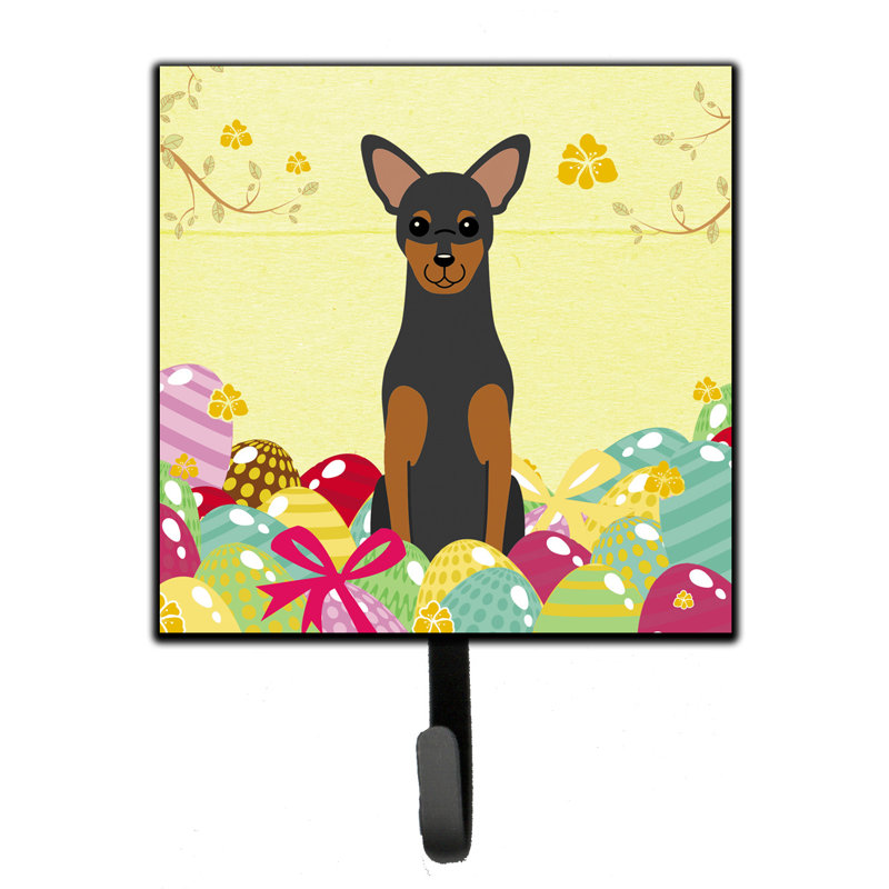 Mcelyea Metal Wall Organizer with Key Hooks, Yellow/Black/Brown, Manchester Terrier