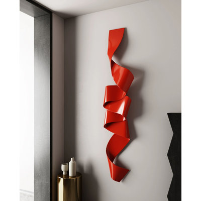 Vibrant Red Iron Swirl Wall Accent