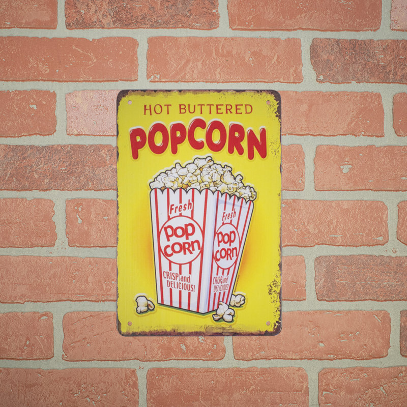 Retro Metal Hot Buttered Popcorn Tin Wall Sign Movie Theater Man Cave Home Decor Retro Metal Hot Buttered Popcorn Tin Wall Sign Movie Theater Man Cave Home Decor