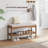 Shoe Bench Entryway Bamboo 2-Tier Shoe Rack With Cushion Padded Seat Shoe Bench Organizer Stable For Entry, Hallway, Living Room, Bedroom, Closet (31.5 * 11.4 * 16.5IN)