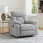 Fauteuil inclinable manuel berçant Juma, accoudoirs coussinés, chenille grise capitonnée