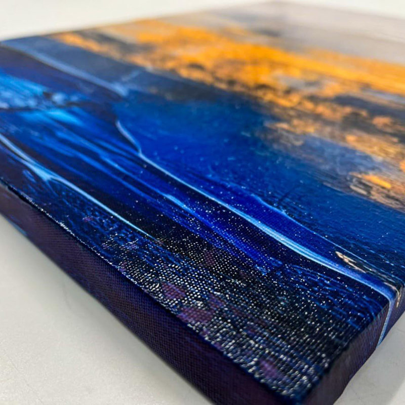 Blue and Gold Canvas Wall Art Abstract Navy Blue Framed Wall Decor Marble Textured Modern Grey Art Work Paintings Set of 3 Pieces Yellow Pictures for Living Room Bedroom Office - 12'' x 16''
