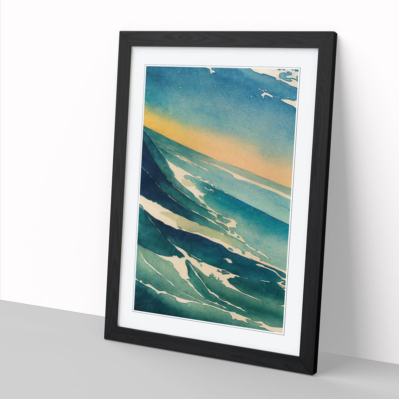Watercolour Ocean Vol.3 - Single Picture Frame Print, Black, 64cm H x 46cm W x 2cm D