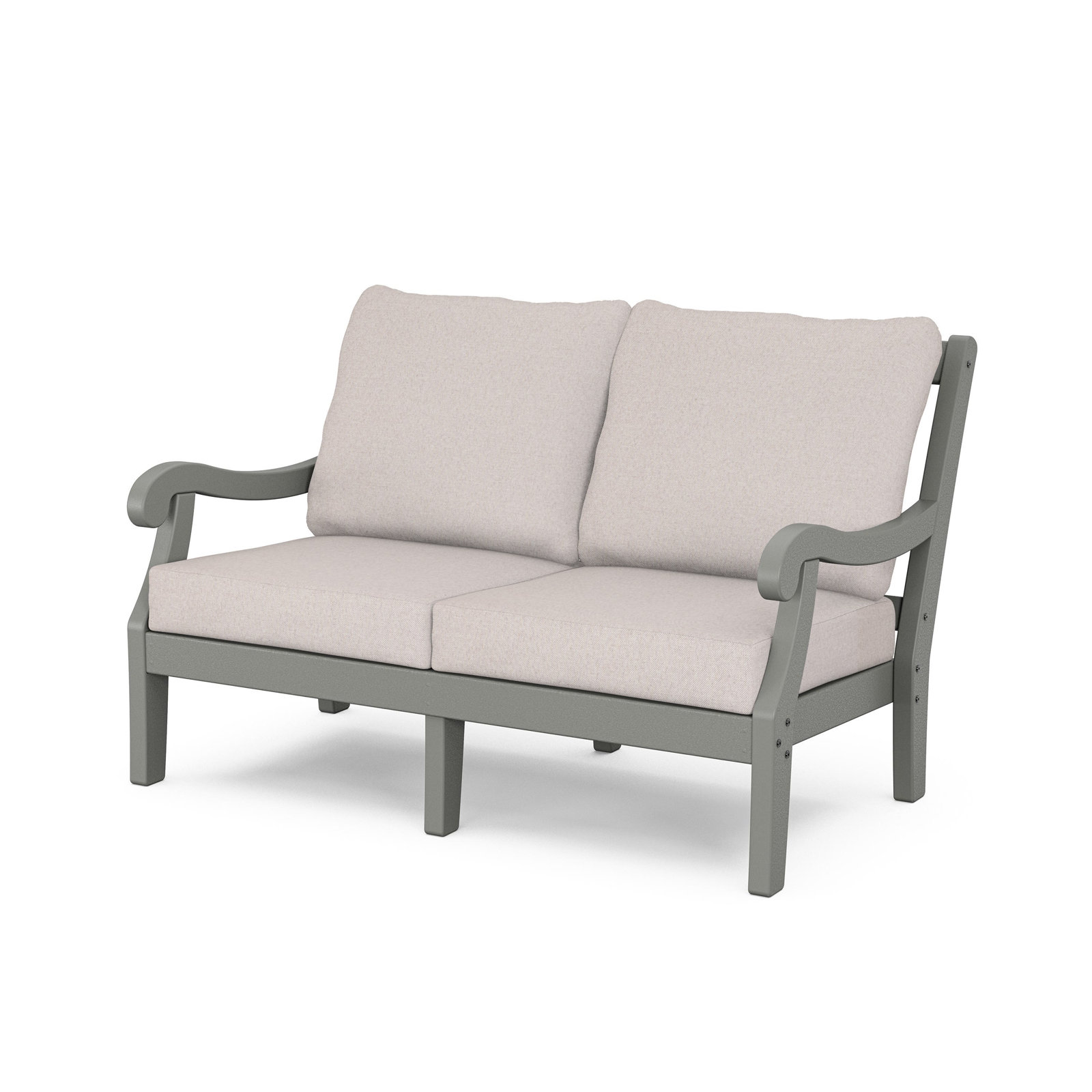 POLYWOOD® Verlyn 4-Person Patio Seating Group, Dune Burlap Cushion/Slate Gray Frame