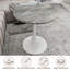 27.6" Round Marble-Effect Coffee Table with Light Gray Veined Top and White Base-830419819