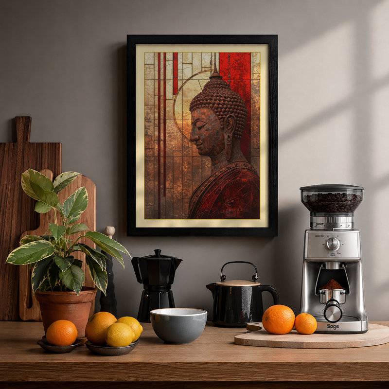 Buddha In Contemplation Japandi - Print, A1 - 84.1 x 59.4 cm, Black