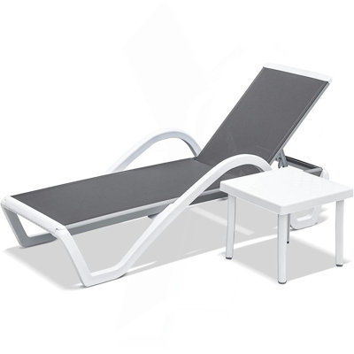 Méridiennes de patio réglables en aluminium avec accoudoirs pour l'extérieur, piscine et pelouse