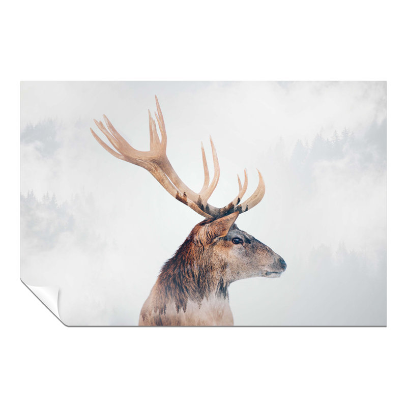 Deer In A Foggy Forest - No Frame Print, 91cm H x 61cm W