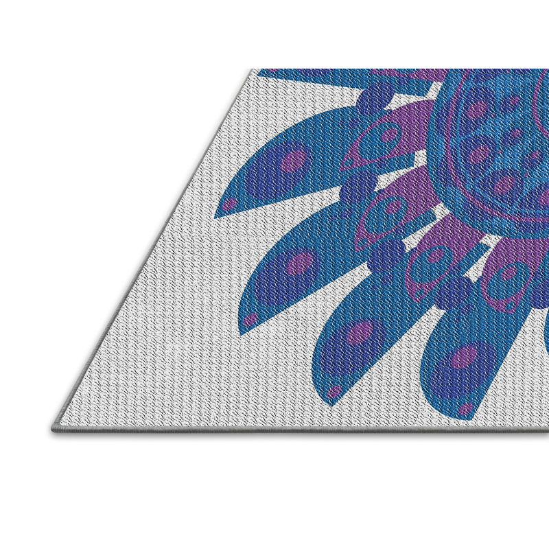 Laine tissée à la main et polyester gris/bleu Tapis décoratif, Rectangle 4 pi x 6 pi