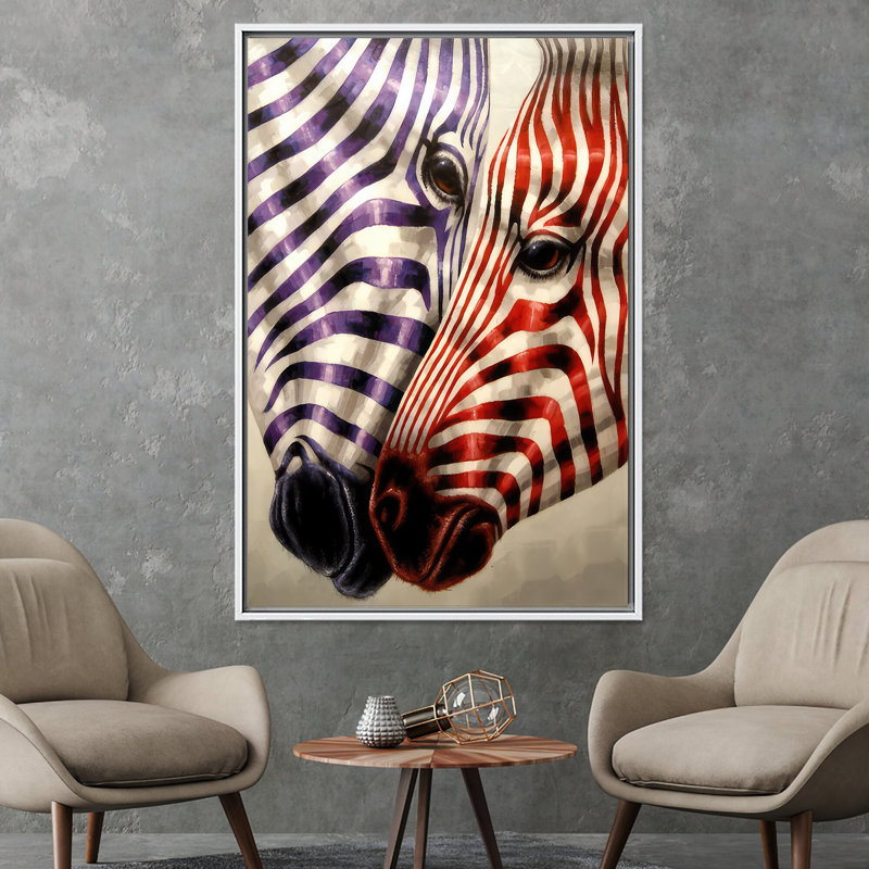 Impression sur toile zébrée moderne mauve et rouge moderne, décor mural élégant, 1P, 67 po H x 47,3 po l