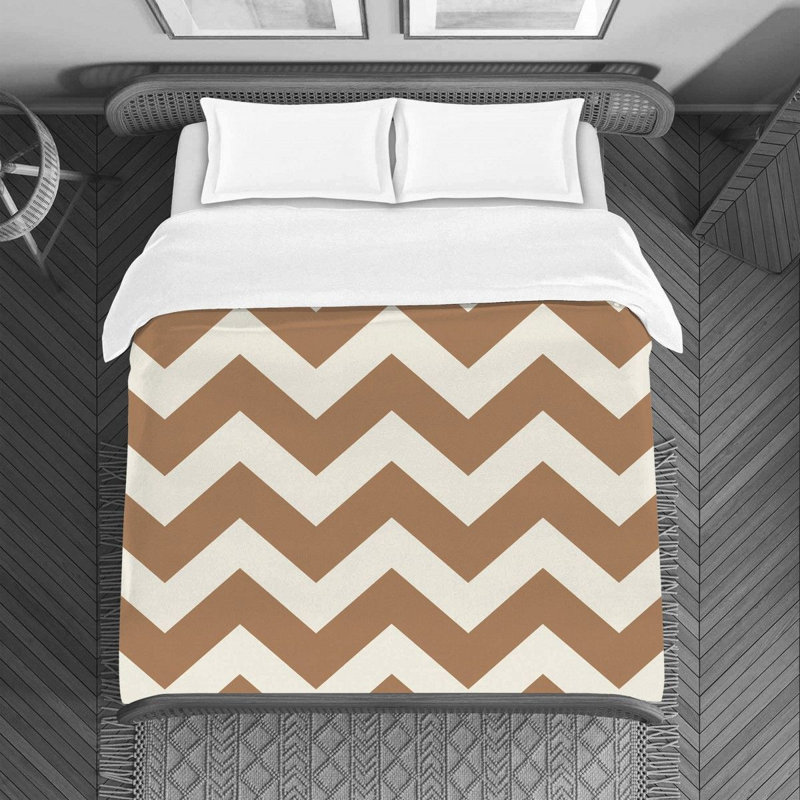 Housse de couette Jozephine, Housse de couette pour lit simple, Brun / Blanc