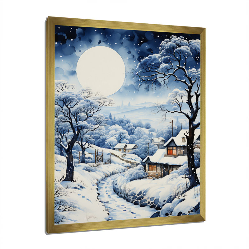 Harmony of Winter Village V - Imprimé, Cadre doré à une seule photo, H 20 po x l 12 po x P 1 po