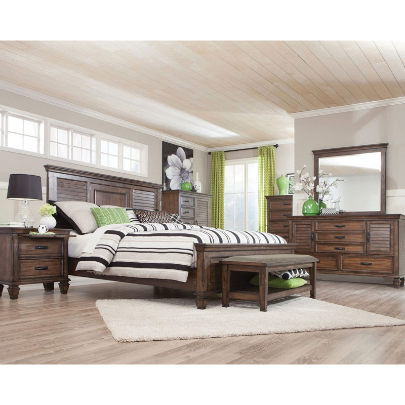 Ensemble de chambre avec grand lit 4 pièces Ranbir - blanc vieilli, Queen, Ivory
