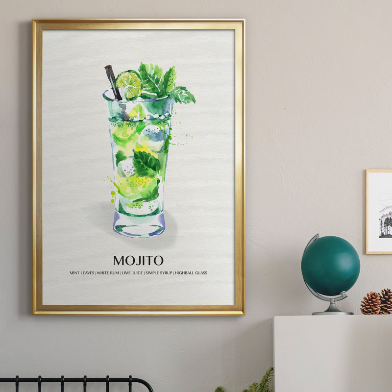 Mojito, reproduction encadrée de qualité supérieure - prête à être accrochée, Or, H 26,5 po x l 36,5 po x P 1,5 po