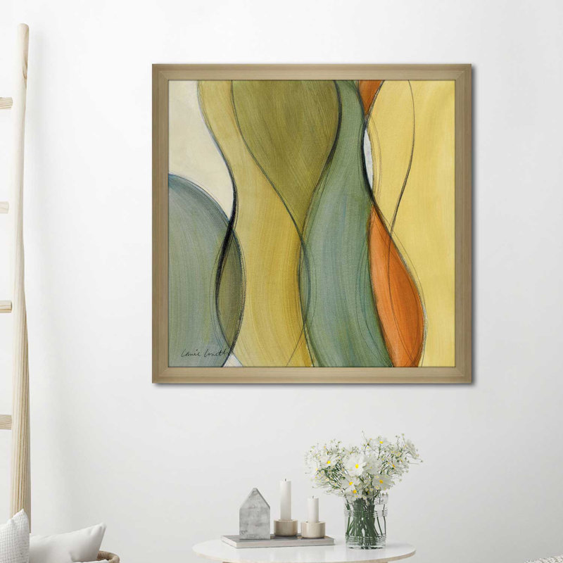 «Coalescence I», reproduction de peinture acrylique, H 31,5 po x l 31,5 po x P 1 po, Encadrement champagne