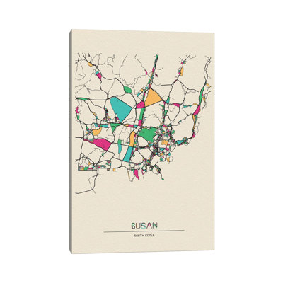 " Busan, South Korea Map " by Ayse Deniz Akerman