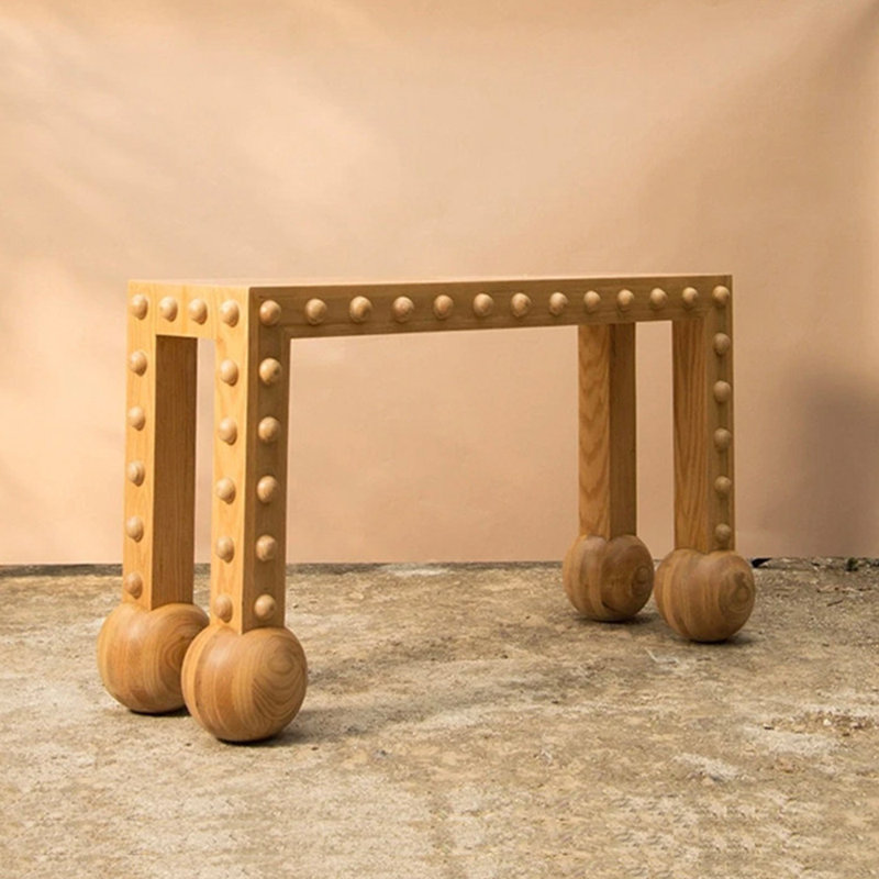 Console en bois de style médiéval, H 35,4 po x l 47,2 po x P 13,7 po, Brun