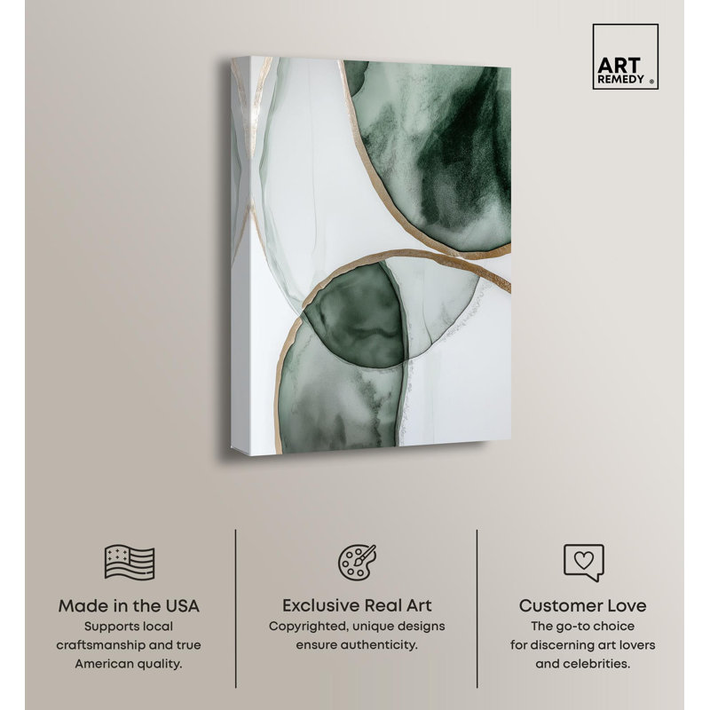 Moss and Mist Green Abstract Canvas Art, 10" x 15"