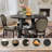 47 Inch Round Wood Dining Table for 4-6, Farmhouse Kitchen Table With Cross Pedestal & Storage Shelf for Kitchen and Dining Room- Black-1189193978-1189193976