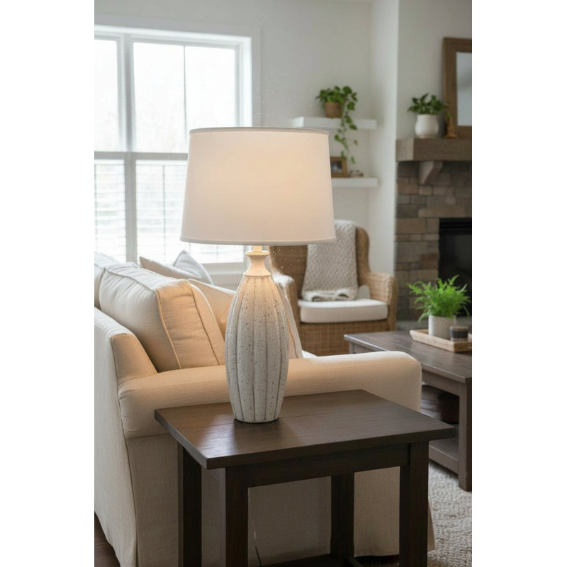 Nude/Charcoal Glaze Fluted Table Lamp
