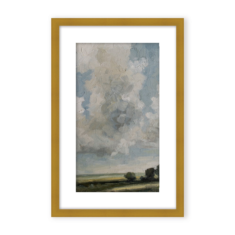 Nature Inspired Surreal Vistas: Abstract Realism Of Hills And Cloudy Skies, 24" H x 16" W x 1.125" D, Framed Matted Print