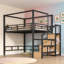 Lit mezzanine avec escalier de rangement et garde-robe intégré-129444567