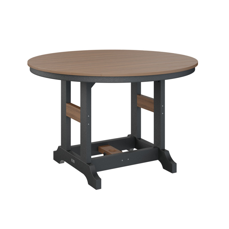 Garden Classic Outdoor Round Bar Table, Antique Mahogany, Black